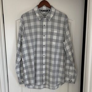 Travis Mathew Gray and White Plaid Casual Button Down Shirt